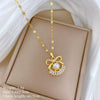 Women's Titanium Steel And Copper Necklace With Planet Starry Sky Geometric Pattern And Diamond Microinlay Design