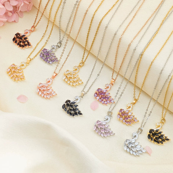 Women's Titanium Steel And Copper Necklace With Swan Design And Real Gold Plating