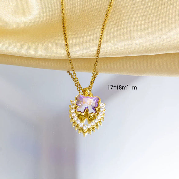 Women's Titanium Steel And Copper O Word Chain Necklace With Electroplating Simple Style Pendant Jewelry