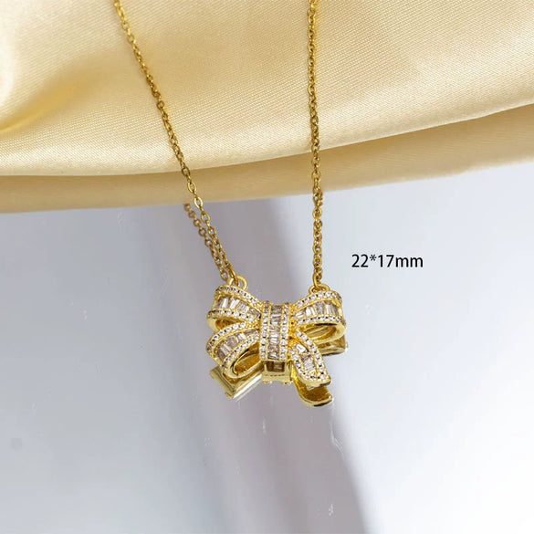 Women's Titanium Steel And Copper O Word Chain Necklace With Electroplating Simple Style Pendant Jewelry