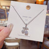 Women's Titanium Steel And Copper Peace Lock Necklace With Geometric Pattern And Zirconia Setting