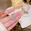 Women's Titanium Steel And Copper Peace Lock Necklace With Geometric Pattern And Zirconia Setting