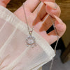 Women's Titanium Steel And Copper Peace Lock Necklace With Geometric Pattern And Zirconia Setting