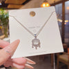Women's Titanium Steel And Copper Peace Lock Necklace With Geometric Pattern And Zirconia Setting