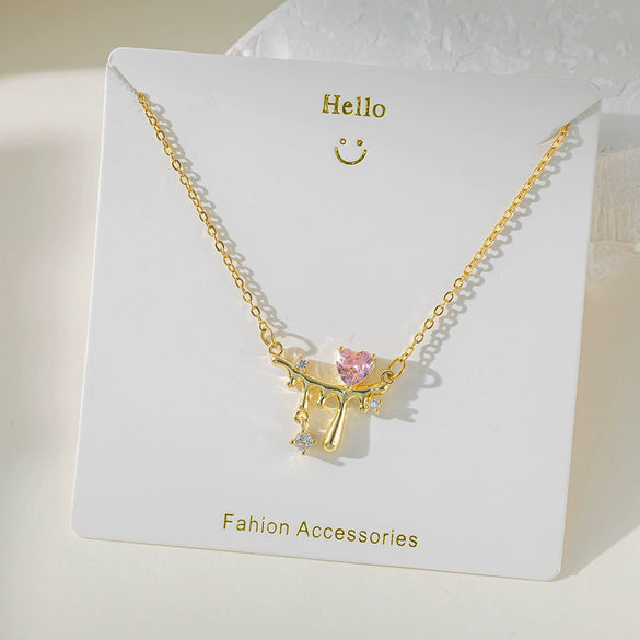 Women's Titanium Steel And Copper Pendant Necklace With Animal Zodiac Heart Shape Geometric Dripping Oil Design O Word Chain