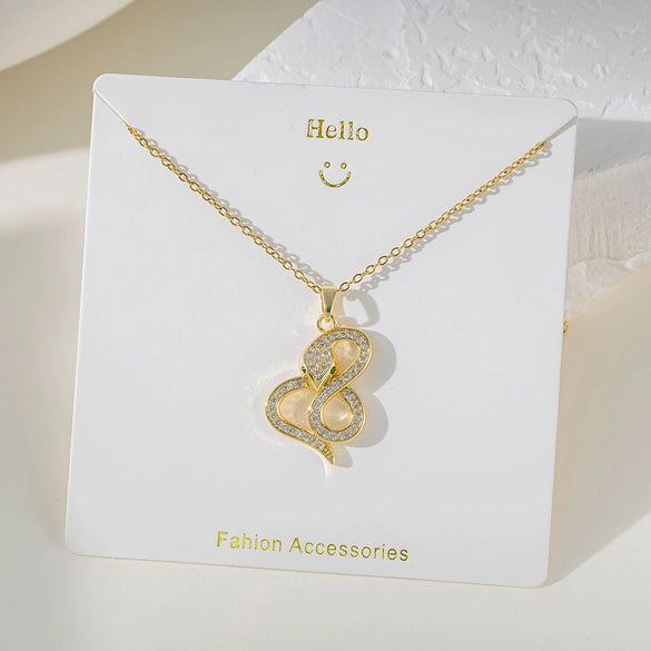 Women's Titanium Steel And Copper Pendant Necklace With Animal Zodiac Heart Shape Geometric Dripping Oil Design O Word Chain