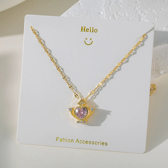 Women's Titanium Steel And Copper Pendant Necklace With Animal Zodiac Heart Shape Geometric Dripping Oil Design O Word Chain