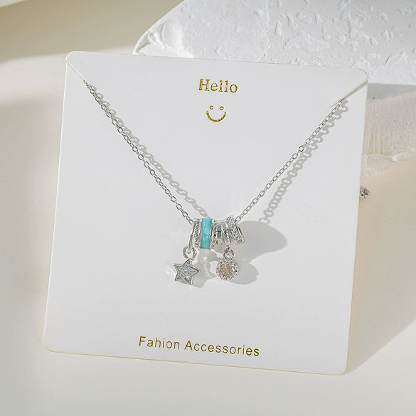 Women's Titanium Steel And Copper Pendant Necklace With Animal Zodiac Heart Shape Geometric Dripping Oil Design O Word Chain