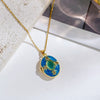 Women's Titanium Steel And Copper Photo Box Necklace With Oval Oil Drop Shape Cross Chain Real Gold Plated Enhanced Color Retention Sweet And Geometric Style