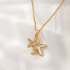 Women's Titanium Steel And Copper Starfish Pendant Necklace With Natural Style And 18K Gold Plated Electroplating Treatment