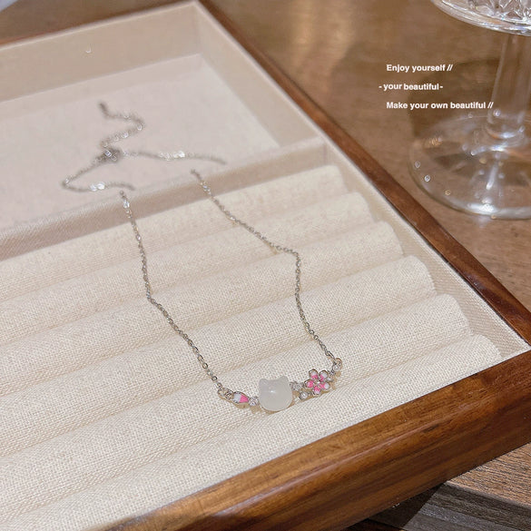 Women's Titanium Steel And Copper Sweet Animal Zodiac Cross Chain Necklace With Electroplating