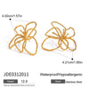 Women's Titanium Steel And 18K Gold And Silver Twocolor Simple Line Flower Hammered Geometric Earrings With Electroplating