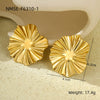 Women's Titanium Steel And 18K Gold Geometric Asymmetrical Striped Vintage Electroplated Earrings