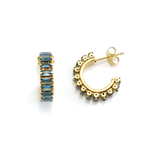 Women's Titanium Steel And 18K Gold Plated Cshaped Geometric Fashion Earrings With Electroplating Treatment