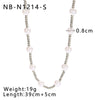 Women's Titanium Steel And Pearl Beaded Collarbone Chain Necklace Set With Geometric Pattern And 18K Vacuum Plating In Furnace