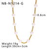 Women's Titanium Steel And Pearl Beaded Collarbone Chain Necklace Set With Geometric Pattern And 18K Vacuum Plating In Furnace