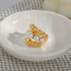 Women's Titanium Steel And Pearl Geometric Ring With Electroplating Design Jewelry