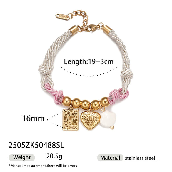 Women's Titanium Steel And Stainless Steel Electroplated Bracelet With Shell Flower Conch Design