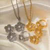 Women's Titanium Steel And Stainless Steel Electroplated Compound Flower Pendant Necklace With Geometric Design