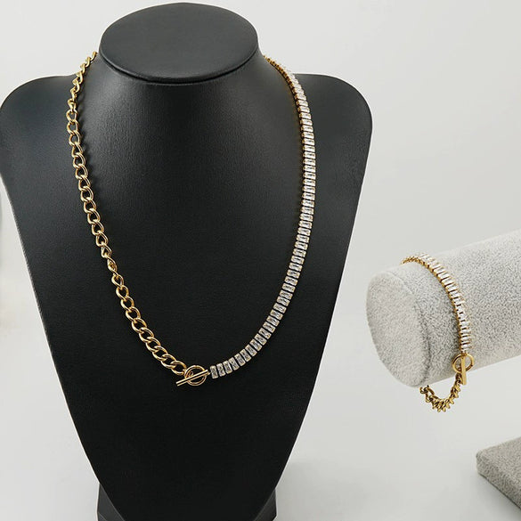 Women's Titanium Steel And Stainless Steel Electroplated Ochain Necklace Jewelry