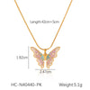Women's Titanium Steel And Stainless Steel Enamel Butterfly Pendant Necklace With Geometric And Animal Pattern And Dripping Oil Design Snake Bone Chain