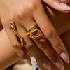 Women's Titanium Steel And Stainless Steel Finger Ring With Geometric Pattern And Electroplating Design
