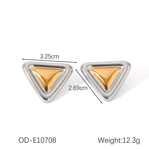 Women's Titanium Steel And Stainless Steel Geometric Earrings With Vacuum Plating And Electroplating
