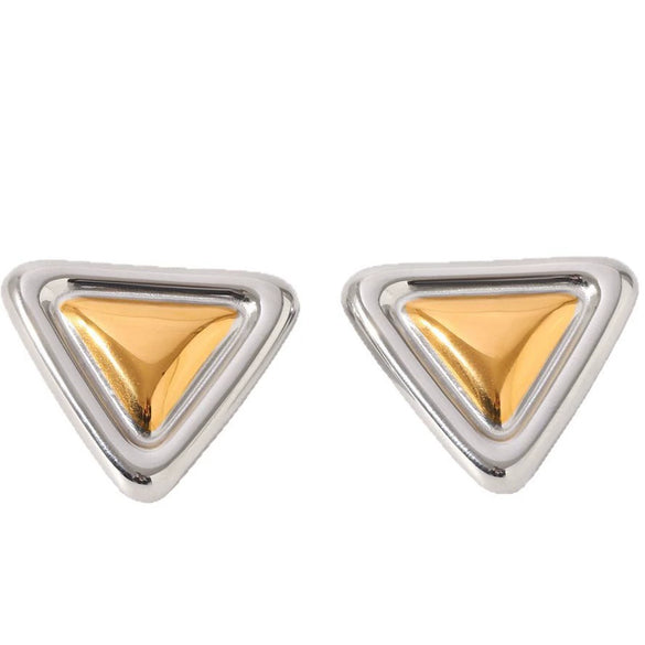 Women's Titanium Steel And Stainless Steel Geometric Earrings With Vacuum Plating And Electroplating