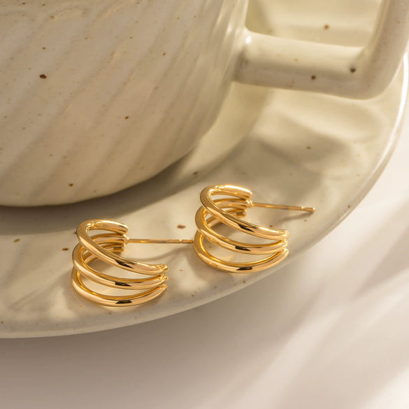 Women's Titanium Steel And Stainless Steel Geometric Electroplated Earrings
