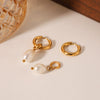 Women's Titanium Steel And Stainless Steel Geometric Electroplated Light Luxury Fresh Water Pearl Earrings