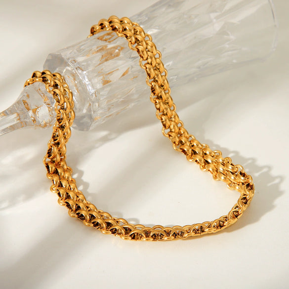 Women's Titanium Steel And Stainless Steel Geometric Handwoven Electroplated Watch Strap Chain Necklace