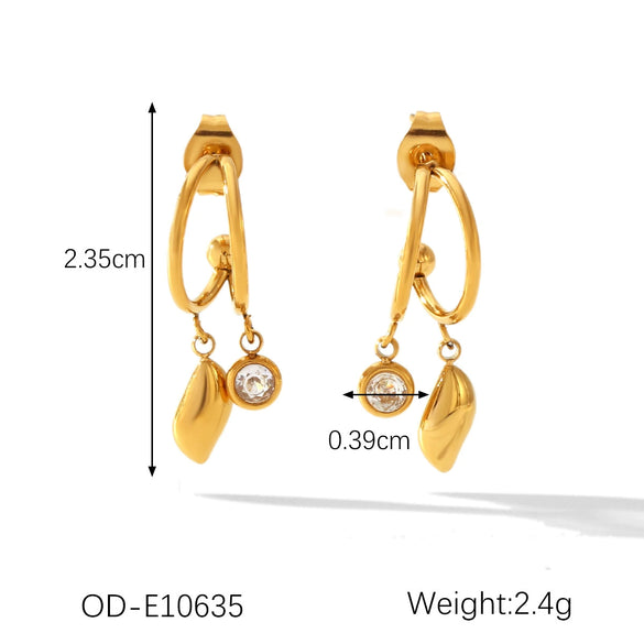 Women's Titanium Steel And Stainless Steel Geometric Heart Flower Drop Shape Star Ins Style Gold And Silver Twocolor 18K Gold Plated Vacuum Electroplated Earrings