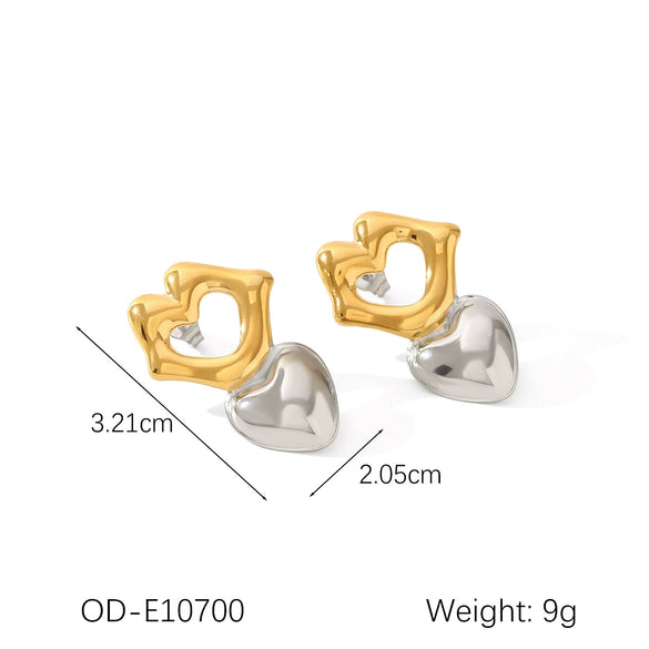 Women's Titanium Steel And Stainless Steel Geometric Heart Flower Drop Shape Star Ins Style Gold And Silver Twocolor 18K Gold Plated Vacuum Electroplated Earrings