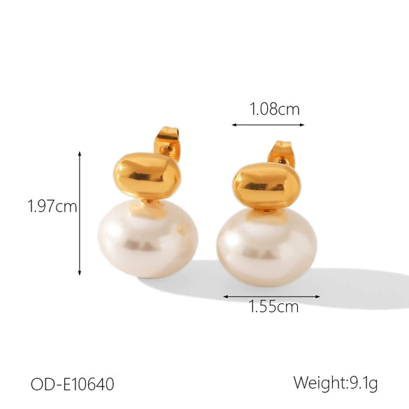 Women's Titanium Steel And Stainless Steel Geometric Heart Flower Drop Shape Star Ins Style Gold And Silver Twocolor 18K Gold Plated Vacuum Electroplated Earrings