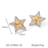 Women's Titanium Steel And Stainless Steel Geometric Heart Flower Drop Shape Star Ins Style Gold And Silver Twocolor 18K Gold Plated Vacuum Electroplated Earrings