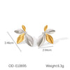 Women's Titanium Steel And Stainless Steel Geometric Heart Flower Drop Shape Star Ins Style Gold And Silver Twocolor 18K Gold Plated Vacuum Electroplated Earrings