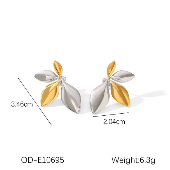 Women's Titanium Steel And Stainless Steel Geometric Heart Flower Drop Shape Star Ins Style Gold And Silver Twocolor 18K Gold Plated Vacuum Electroplated Earrings