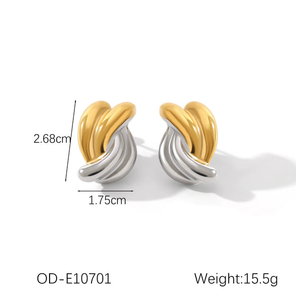 Women's Titanium Steel And Stainless Steel Geometric Heart Flower Drop Shape Star Ins Style Gold And Silver Twocolor 18K Gold Plated Vacuum Electroplated Earrings