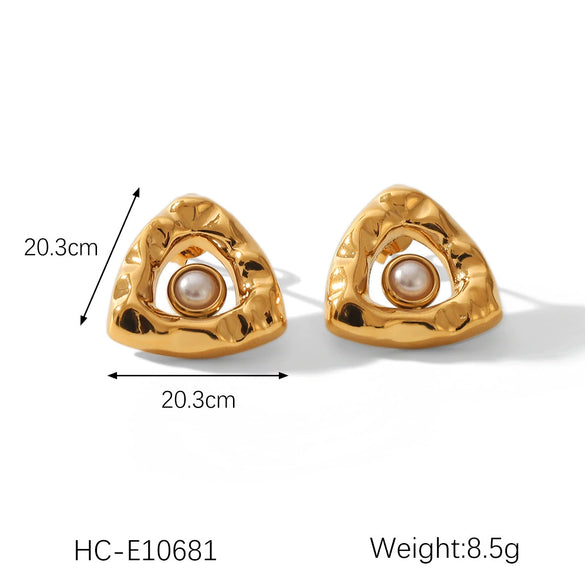 Women's Titanium Steel And Stainless Steel Geometric Heart Flower Drop Shape Star Ins Style Gold And Silver Twocolor 18K Gold Plated Vacuum Electroplated Earrings
