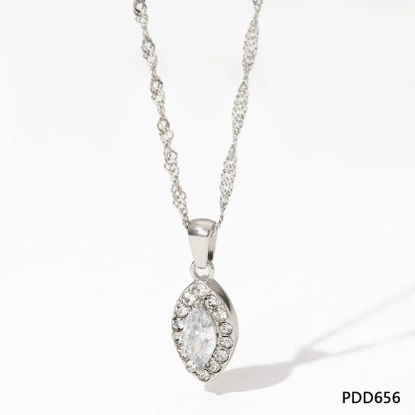 Women's Titanium Steel And Stainless Steel Geometric Rhombus Eye Pendant Necklace With Electroplating O Chain