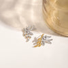Women's Titanium Steel And Stainless Steel Geometric Style Electroplated Earrings With Gold And Silver Color Matching Peace Dove And Leaf Design