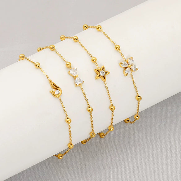 Women's Titanium Steel And Stainless Steel Geometric Zircon Bracelet With Electroplating