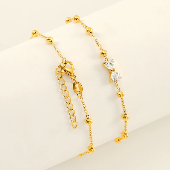 Women's Titanium Steel And Stainless Steel Geometric Zircon Bracelet With Electroplating