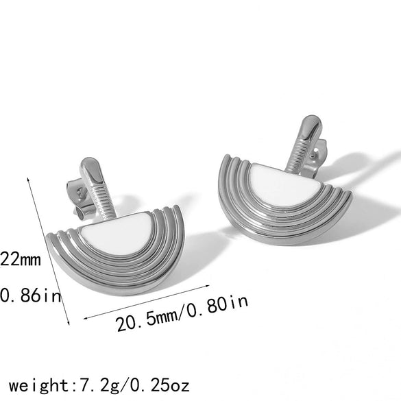 Women's Titanium Steel And Stainless Steel Half Disc Geometric Electroplated Earrings