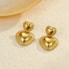 Women's Titanium Steel And Stainless Steel Heart Shaped Geometric Earrings With Electroplating
