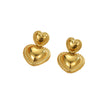Women's Titanium Steel And Stainless Steel Heart Shaped Geometric Earrings With Electroplating