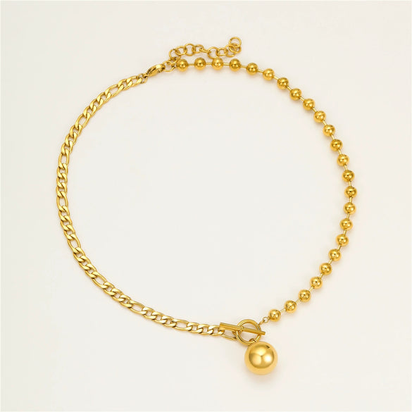 Women's Titanium Steel And Stainless Steel Hollow Ball Ot Buckle Necklace With Electroplating Retro And Simple Style