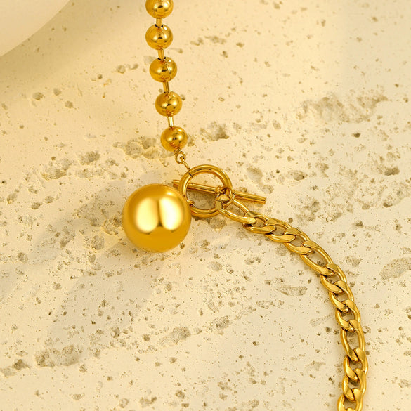 Women's Titanium Steel And Stainless Steel Hollow Ball Ot Buckle Necklace With Electroplating Retro And Simple Style