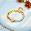 Women's Titanium Steel And Stainless Steel Jewelry Bracelet With Round Plate And Irregular Shape Electroplated