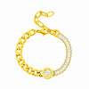 Women's Titanium Steel And Stainless Steel Jewelry Bracelet With Round Plate And Irregular Shape Electroplated